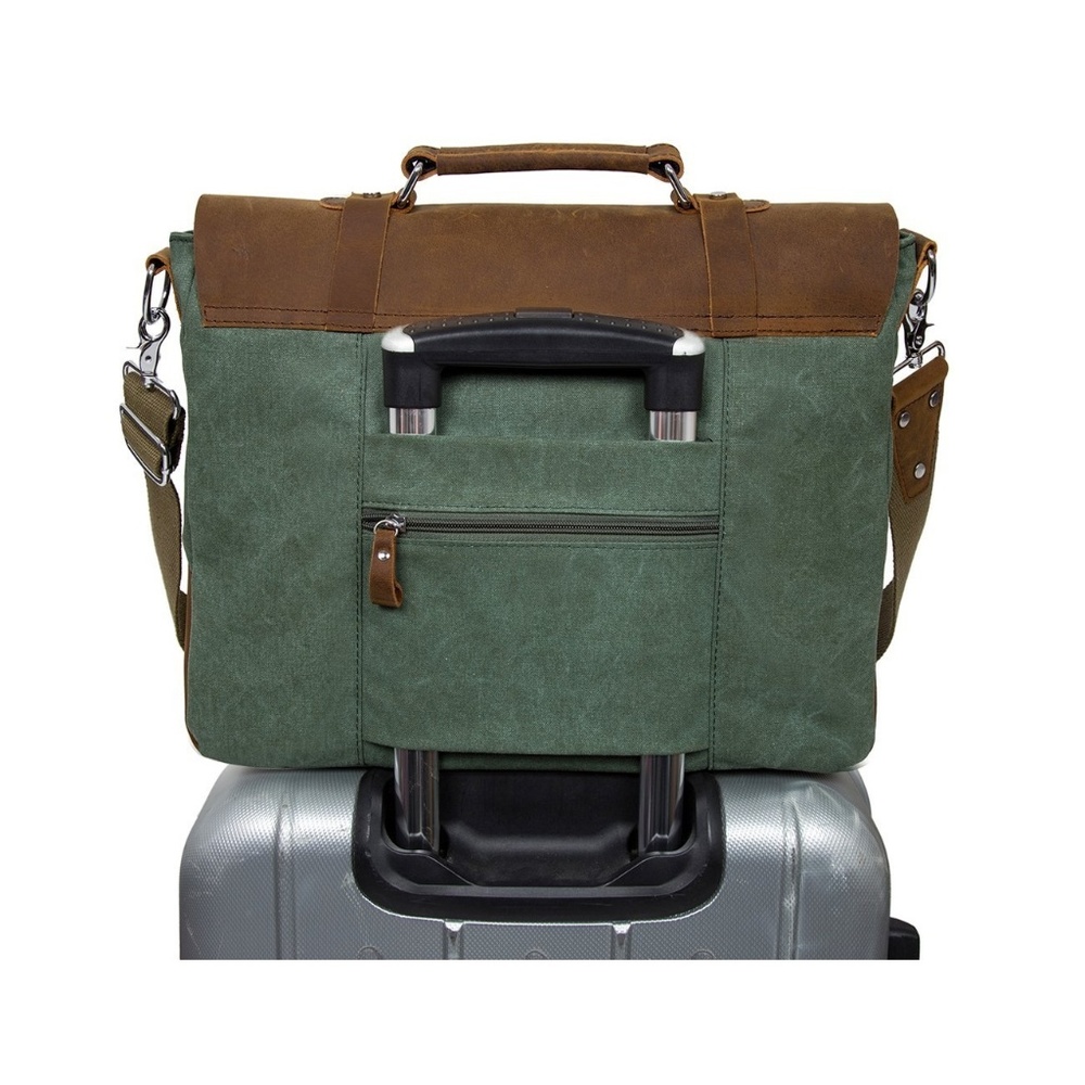 Mens "Kevin" Leather and Canvas Messenger Bag - Picture 5 of 6